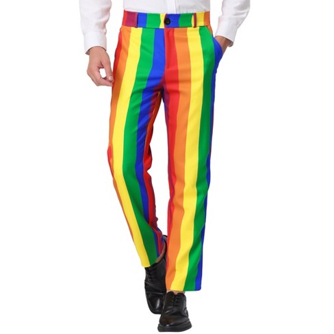 Lars Amadeus Men's Striped Pants Casual Color Block Dress Trousers 38  Multicolor : Target