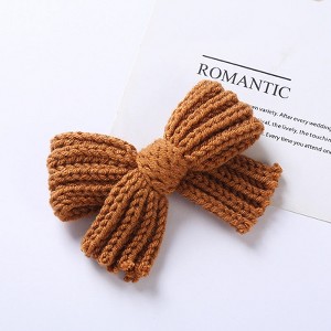 MyKids-Usa Baby Solid Color Big Knitted Bow Handmade Hairpin - 1 of 4