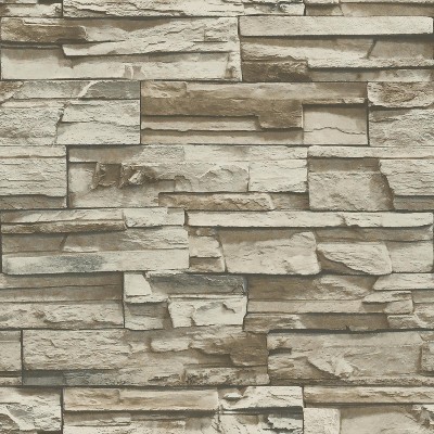 RoomMates Stacked Stone Peel And Stick Wallpaper Gray/Brown