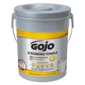 GOJO Scrubbing Towels, Hand Cleaning, 2-Ply, 10.5 x 12, Silver/Yellow, 72/Bucket, 6/Carton - 1 of 4