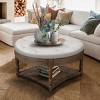 Textured Large Round Ottoman Coffee Table with Button Tufted Top, Wooden Storage Shelf and Waterproof Upholstery-Maison Boucle - 2 of 4