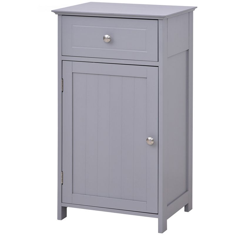 kleankin Bathroom Cabinet with Drawer and Shelf, Toilet Vanity Cabinet for Toilet Paper, Towels or Shampoo, Gray, 4 of 9