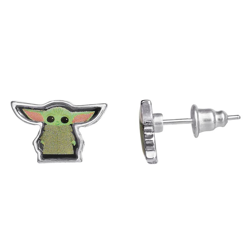 Disney Star Wars The Mandalorian Grogu Fashion Stud Earrings and Necklace Set, Officially Licensed, 4 of 7