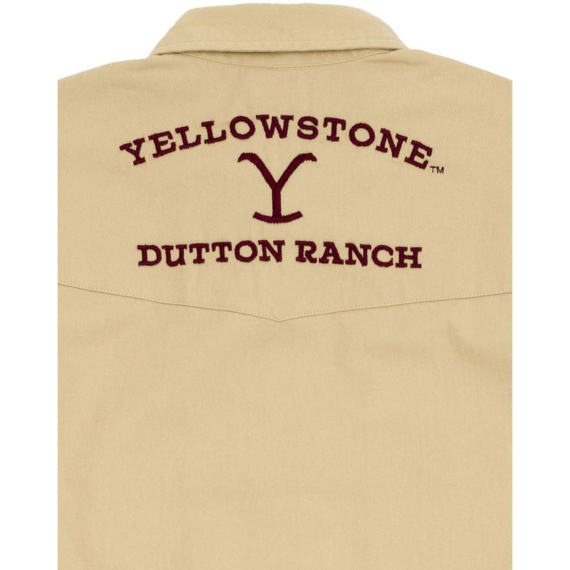 Y Yellowstone Adult Twill Ranch Hand Shirt Vintage Wash Button Down Dress Shirt, 3 of 6