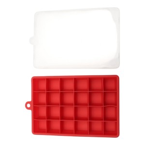Unique Bargains Ice Mould 24-Cavity Square Ice Tray with Lid Hand Wash Only Silicone 7.28"x4.53"x1.18" 1 Pc - 1 of 3