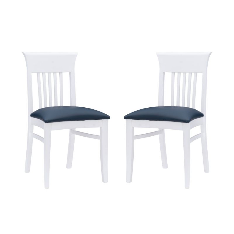 Set of 2 Jenny Slat Back Faux Leather Dining Chairs White - Linon, 1 of 12