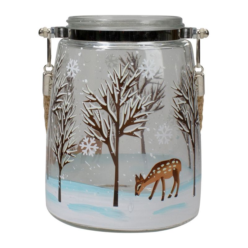 Northlight 6.25" Trees and Fawns Flameless Glass Candle Lantern, 1 of 6
