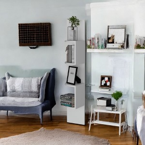 Alilang 9.80 Inch Modern Wall-Mounted Corner Shelf with Five-Tier Display Design-White - 1 of 4