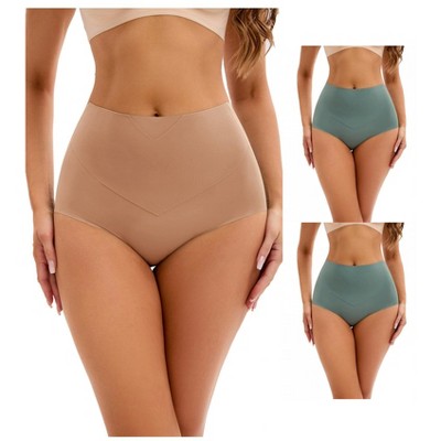 INSPIRE CHIC 3 Packs Women's High Waist Tummy Control Underwear Full Coverage Briefs Flatten Ladies Panties