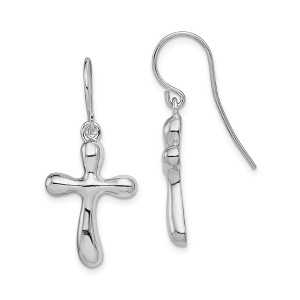 Black Bow Jewelry Polished Freeform Cross Dangle Earrings in Sterling Silver - 1 of 3