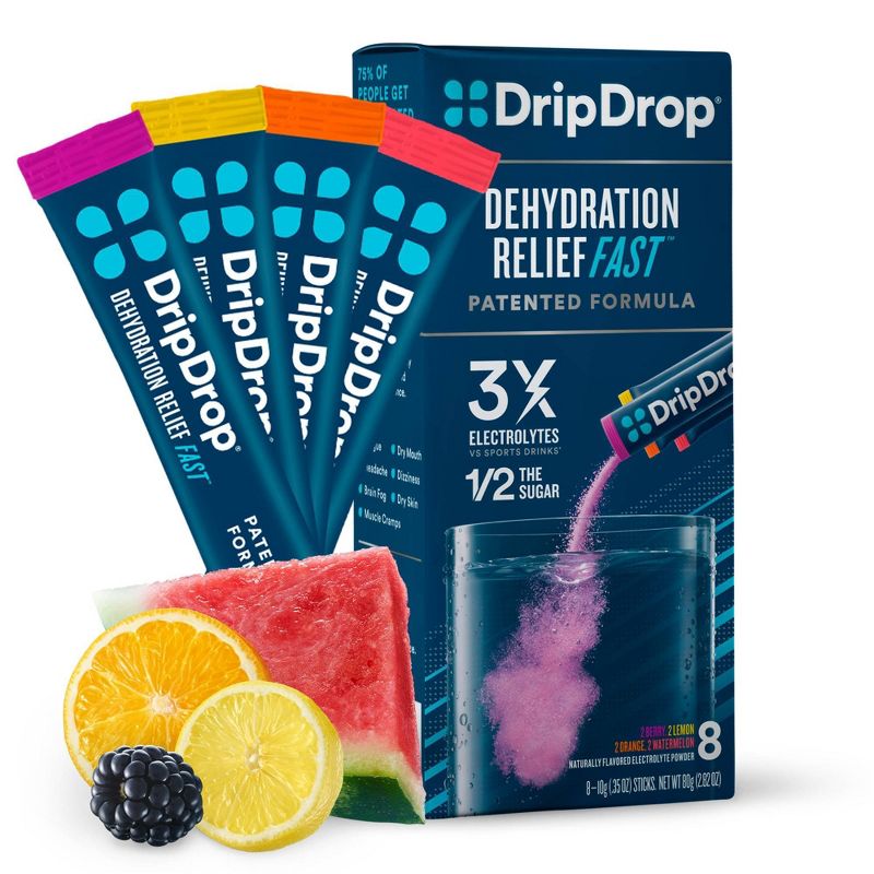 DripDrop Hydration Vegan Electrolyte Powder - Bold Classics Variety Pack - 8ct, 1 of 11