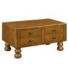 Hostack 40'' Wood Coffee Table with 4 Drawers and Rivet Decoration Legs for Living Room, Easy Assembly, Antique Brown - 2 of 4