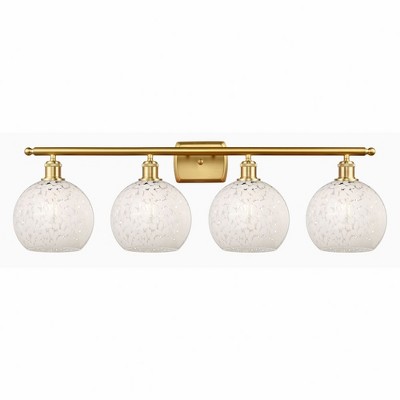 White Mouchette - 4 Light Bath Vanity In Modern Style-11 Inches Tall and 38 Inches Wide