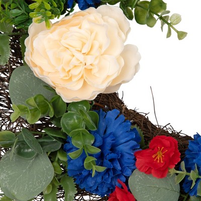 Northlight Americana Mixed Foliage and Florals Wreath - Thumbnail 5