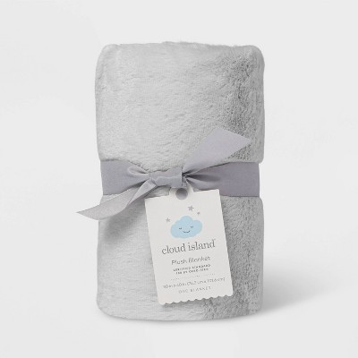 Solid Satin Edge Plush Blanket - Cloud Island&#8482; Gray