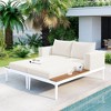 Akoasm Modern Outdoor Garden 2-in-1 Lounger with Wooden Top and Side Storage for Poolside, Balcony & Terrace-Beige - 4 of 4