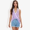Anna-Kaci Women's Halter Neck Knit Tank Top with V-Neck Wrap Design and Side Tie Detail Top - 4 of 4