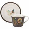 Sara Miller Chelsea 8oz Fine China Teacup & Saucer Set, Dark Grey with 22K Gold Rim - Elegant Afternoon Tea Cup with Love Bird Design - 4 of 4