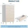 Garvee Modern White 5-Drawer Tall Narrow Dresser with Fabric-Textured Front, Gold Handles, Space Saving Chest,White - 3 of 4