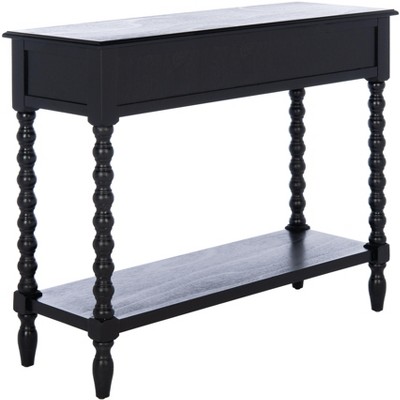 Athena Farmhouse Charm Black Wood Console Table with Storage