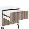Sapphtopaz Modern Nightstand with 2 Vertical Textured Drawers Bedside Table with Splayed Gold Metal Legs & Handles Night Stand for Bedroom - 2 of 4