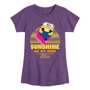 Girls' - Despicable Me Minions - Sunshine On My Mind Fitted Short Sleeve Graphic T-Shirt - 1 of 4