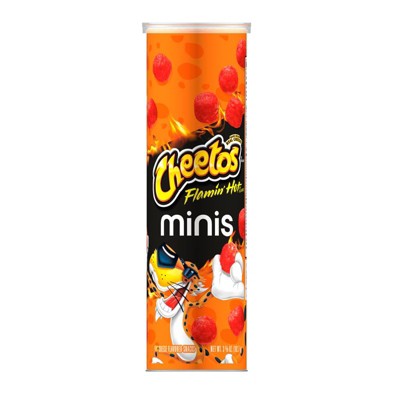 Cheetos Brand Minis Flamin’ Hot Cheese Flavored Canister, 3.625 oz, Pack of 3