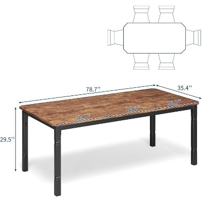 Dimension diagram of a 78.7 inch wooden dining table with dimensions