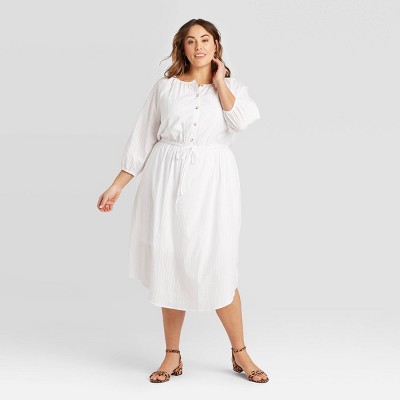 plus size white overall dress