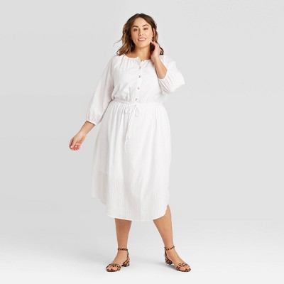 plus size white gauze dress