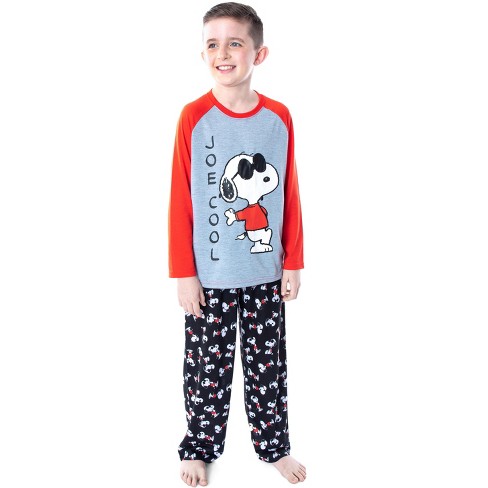 Peanuts Boys Joe Cool Snoopy Pajamas Raglan Shirt And Pant Sleepwear Set 6 7 Multicoloured