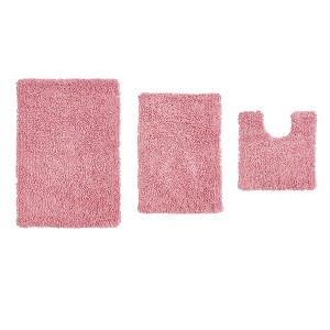 Fantasia Bath Rug Collection Cotton Shaggy Pattern Tufted Set of 3 Bath Rug Set - Home Weavers - 1 of 3