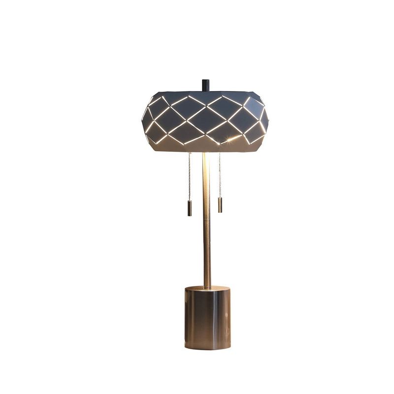 28&#34; Legeme Mid-Century Danish 2 Light Steel Pull Chain Table Lamp Silver - Ore International, 1 of 5