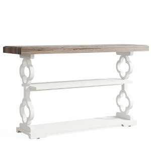 Resenkos Entryway Table, Console Sofa Table,Farmhouse Console Table, 55" Entryway Sofa Table with Storage Shelves Brown - 1 of 4