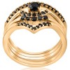 Pompeii3 1/2ct 4-Ring Stackable Yellow Gold Black Diamond Curved Wedding Engagement Set - 2 of 4