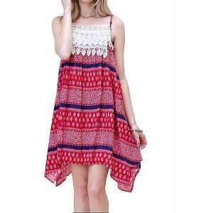 Women's Asymmetrical Aztec Tank Dress - KORI - 1 of 3