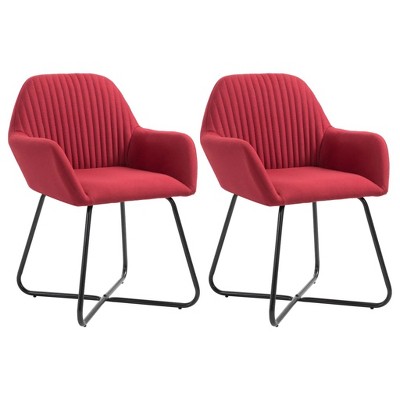 vidaXL Dining Chairs 2 pcs Red Fabric