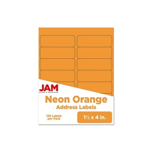 JAM Paper Address Labels 1 1/3" x 4" Neon Orange 14 Labels/Sheet 9 Sheets/Pack (359329611) - 1 of 4