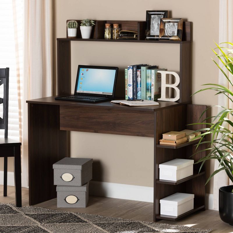 Garnet Wood Desk with Shelves Walnut/Brown - Baxton Studio, 6 of 10