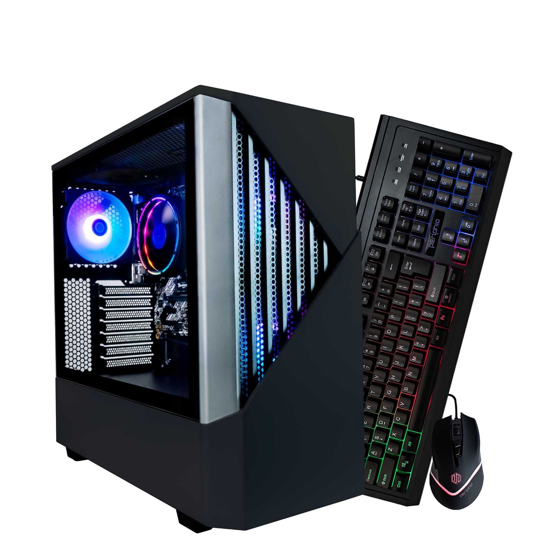 Periphio Reaper Gaming PC Desktop Bundle - AMD Ryzen 5, Radeon Vega 7 iGPU, 16GB RAM, 1TB NVMe (SSD), Windows 11 Gaming Computer with Mouse + Keyboard