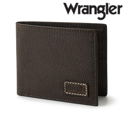 Wrangler Men's Genuine Leather Bifold Wallet, Slim Casual Genuine Leather Purse, Gift for Him