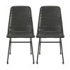 Coolbibila Modern Armless PE Rattan Woven Back Dining Chairs Set of 2,Iron Metal Legs Kitchen Dining Room Chair,Outdoor Patio Dining Chair - 2 of 4