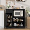 Kitchen Microwave Cabinet with Storage – Buffet Sideboard with 3 Doors, 1 Drawer & Adjustable Shelves, Pantry Storage Cabinet, White - 3 of 4