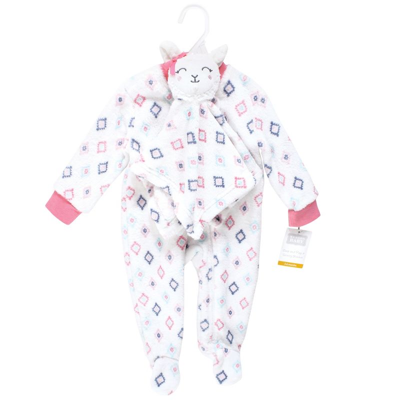 Hudson Baby Infant Girl Flannel Plush Sleep and Play and Security Toy, Llama, 3 of 5