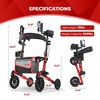 Metro Mobility Lightweight Rollator Walkers with Big Front Shock-Absorbing Honeycomb Wheels,Foldable Rolling Walker with Seat,Drive Walker for Seniors - 3 of 4
