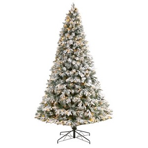 9ft. Flocked Mixed Pine Artificial Christmas Tree with 650 LED Lights and 1960 Branches – Stunning X-Mas Holiday Display - 1 of 4