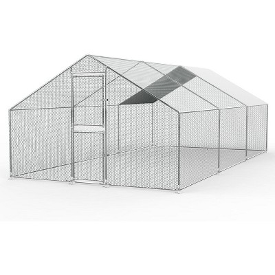 Metal Galvanized Pipe Pointed Roof Chicken Coop without Reinforcement