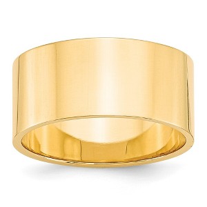 Black Bow Jewelry 10mm 14K White or Yellow Gold Lightweight Flat Standard Fit Band - 1 of 4