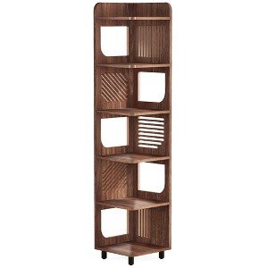 Resenkos Wooden Corner Display Shelf, 5-Tier Storage for Living Room, Brown, Space-Saving Solution, Brown - 1 of 4