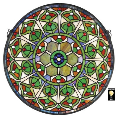 Design Toscano Peacock's Plumage Medallion Tiffany-style Stained Glass ...